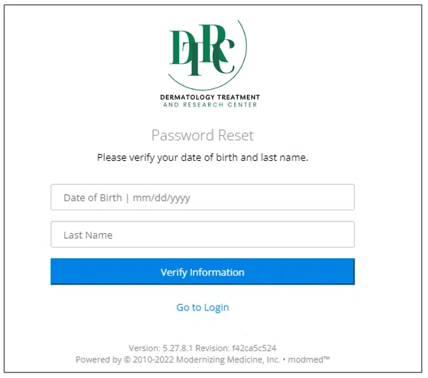 password reset